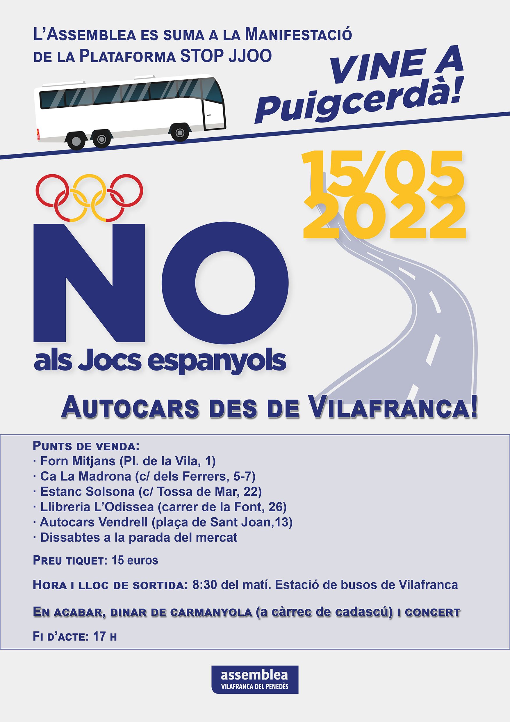 15 de maig, a Puigcerdà, diguem no a uns Jocs Olímpics ESPANYOLS